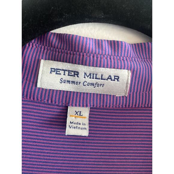 Peter Millar Men's XL Summer Comfort Purple Striped Golf Polo - Picture 3 of 6